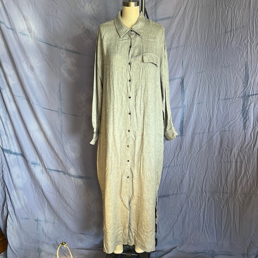 Zara soft grey long sleeve minimalist shirt dress tunic